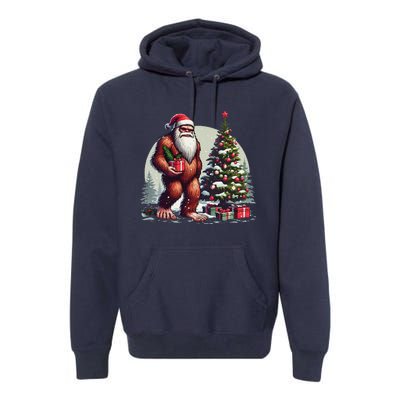 Bigfoot Santa Christmas Tree Lights Xmas Sasquatch Lovers Premium Hoodie