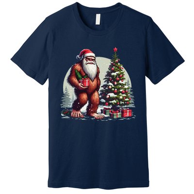 Bigfoot Santa Christmas Tree Lights Xmas Sasquatch Lovers Premium T-Shirt