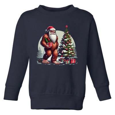 Bigfoot Santa Christmas Tree Lights Xmas Sasquatch Lovers Toddler Sweatshirt