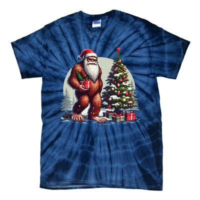 Bigfoot Santa Christmas Tree Lights Xmas Sasquatch Lovers Tie-Dye T-Shirt