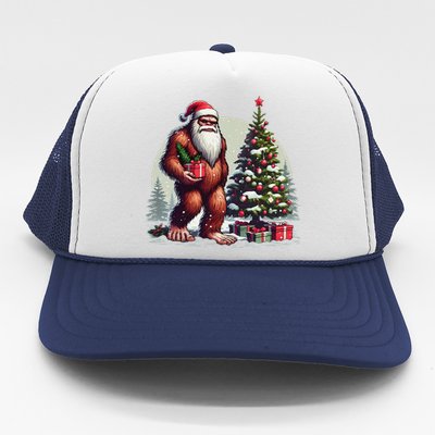 Bigfoot Santa Christmas Tree Lights Xmas Sasquatch Lovers Trucker Hat