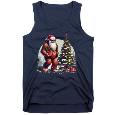 Bigfoot Santa Christmas Tree Lights Xmas Sasquatch Lovers Tank Top