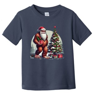 Bigfoot Santa Christmas Tree Lights Xmas Sasquatch Lovers Toddler T-Shirt