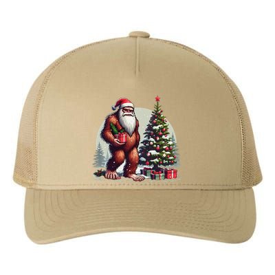 Bigfoot Santa Christmas Tree Lights Xmas Sasquatch Lovers Yupoong Adult 5-Panel Trucker Hat