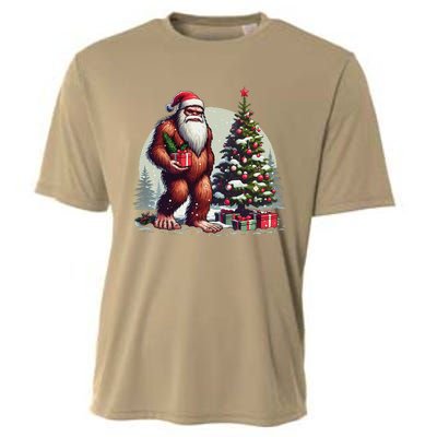 Bigfoot Santa Christmas Tree Lights Xmas Sasquatch Lovers Cooling Performance Crew T-Shirt