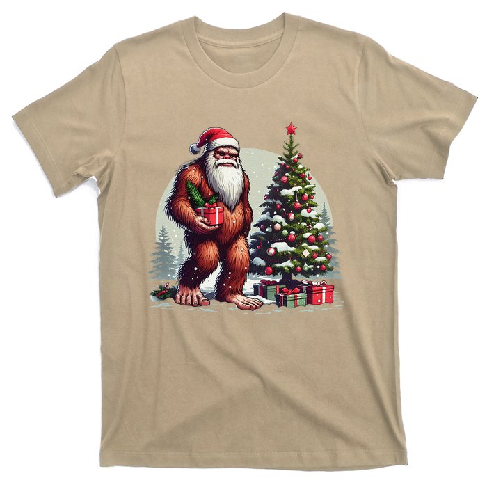 Bigfoot Santa Christmas Tree Lights Xmas Sasquatch Lovers T-Shirt