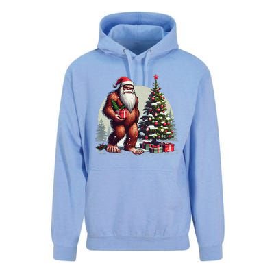 Bigfoot Santa Christmas Tree Lights Xmas Sasquatch Lovers Unisex Surf Hoodie