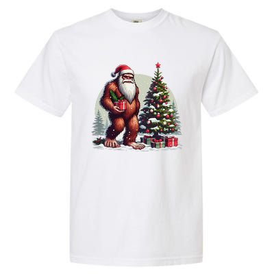 Bigfoot Santa Christmas Tree Lights Xmas Sasquatch Lovers Garment-Dyed Heavyweight T-Shirt