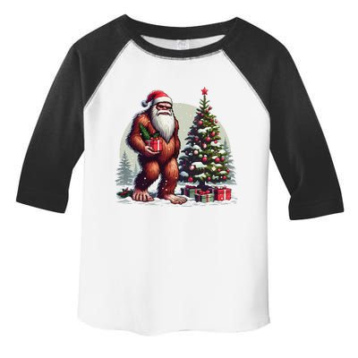 Bigfoot Santa Christmas Tree Lights Xmas Sasquatch Lovers Toddler Fine Jersey T-Shirt