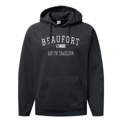 Beaufort South Carolina SC Vintage Performance Fleece Hoodie