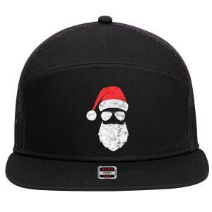 Bearded Santa Claus Hipster 7 Panel Mesh Trucker Snapback Hat