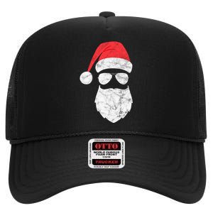 Bearded Santa Claus Hipster High Crown Mesh Back Trucker Hat