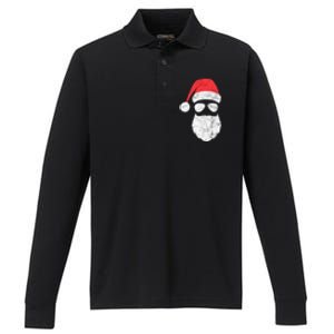 Bearded Santa Claus Hipster Performance Long Sleeve Polo