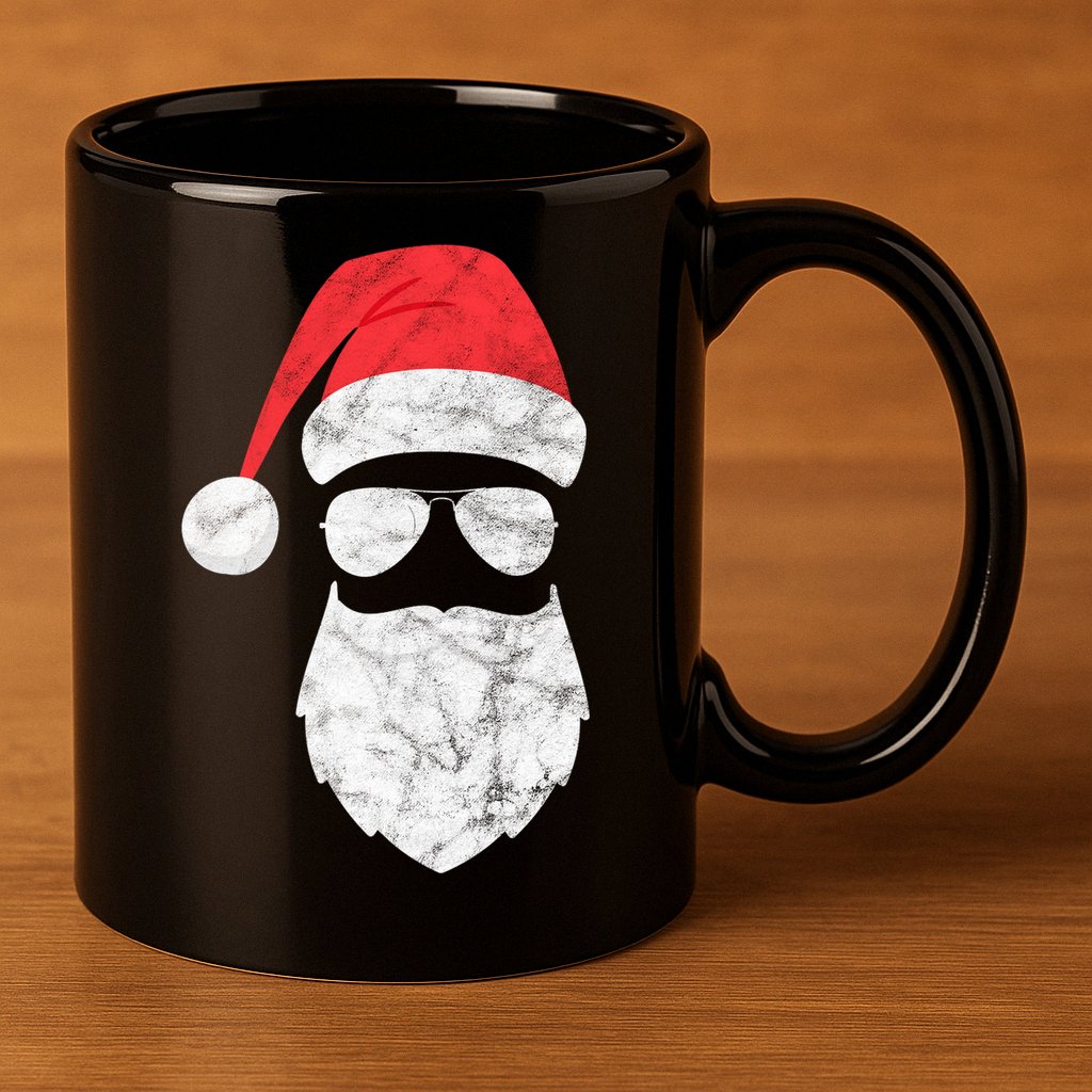 Bearded Santa Claus Hipster 11oz C Handle Ceramic Mug