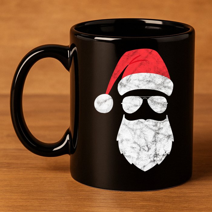 Bearded Santa Claus Hipster 11oz C Handle Ceramic Mug