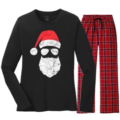 Bearded Santa Claus Hipster Women's Long Sleeve Flannel Pajama Set 