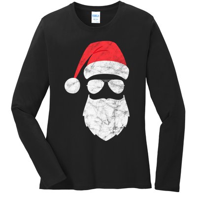 Bearded Santa Claus Hipster Ladies Long Sleeve Shirt