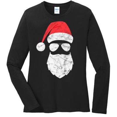 Bearded Santa Claus Hipster Ladies Long Sleeve Shirt