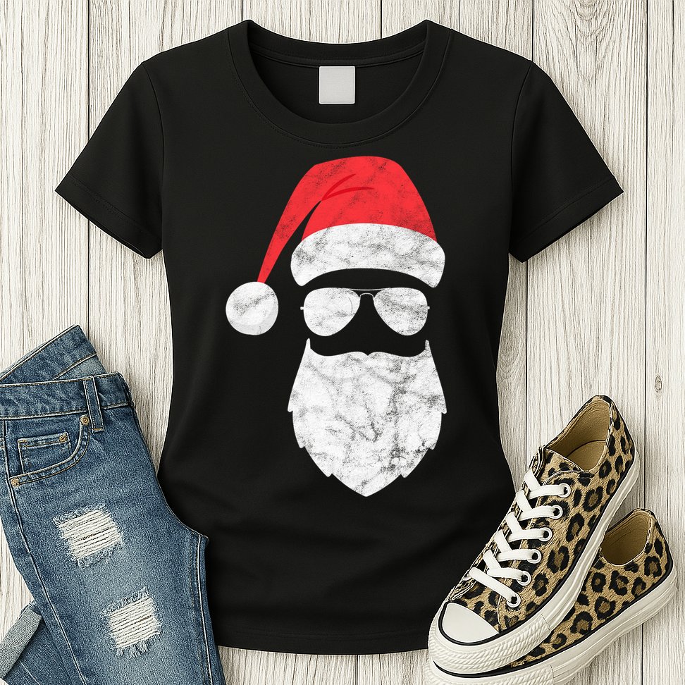 Bearded Santa Claus Hipster Womens T-Shirt