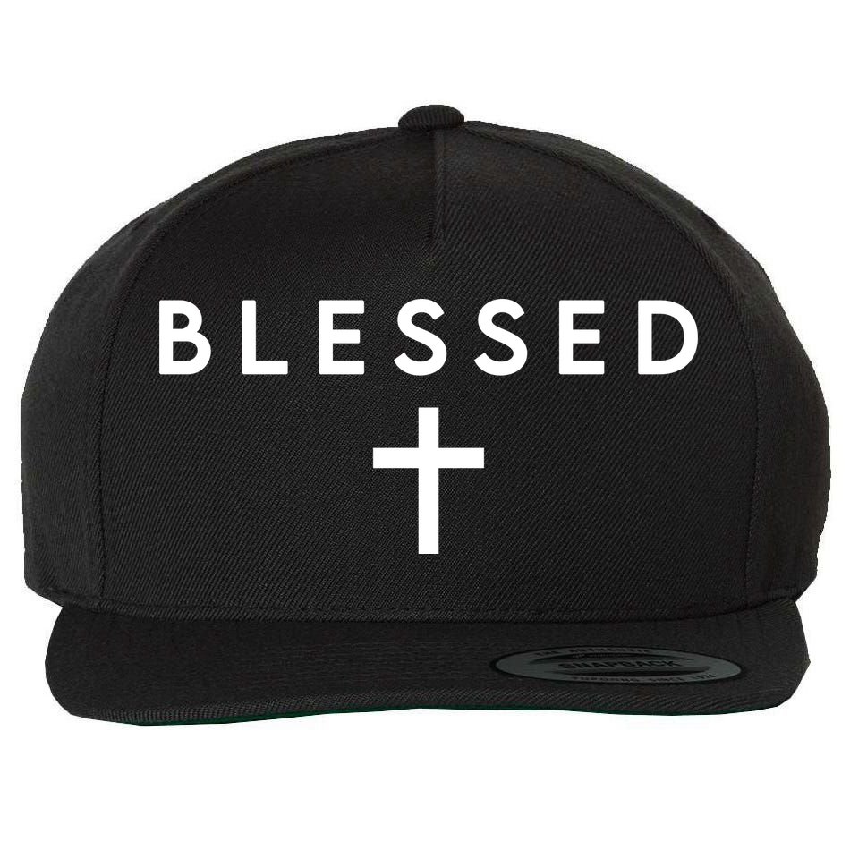 Blessed Simple Cross Wool Snapback Cap