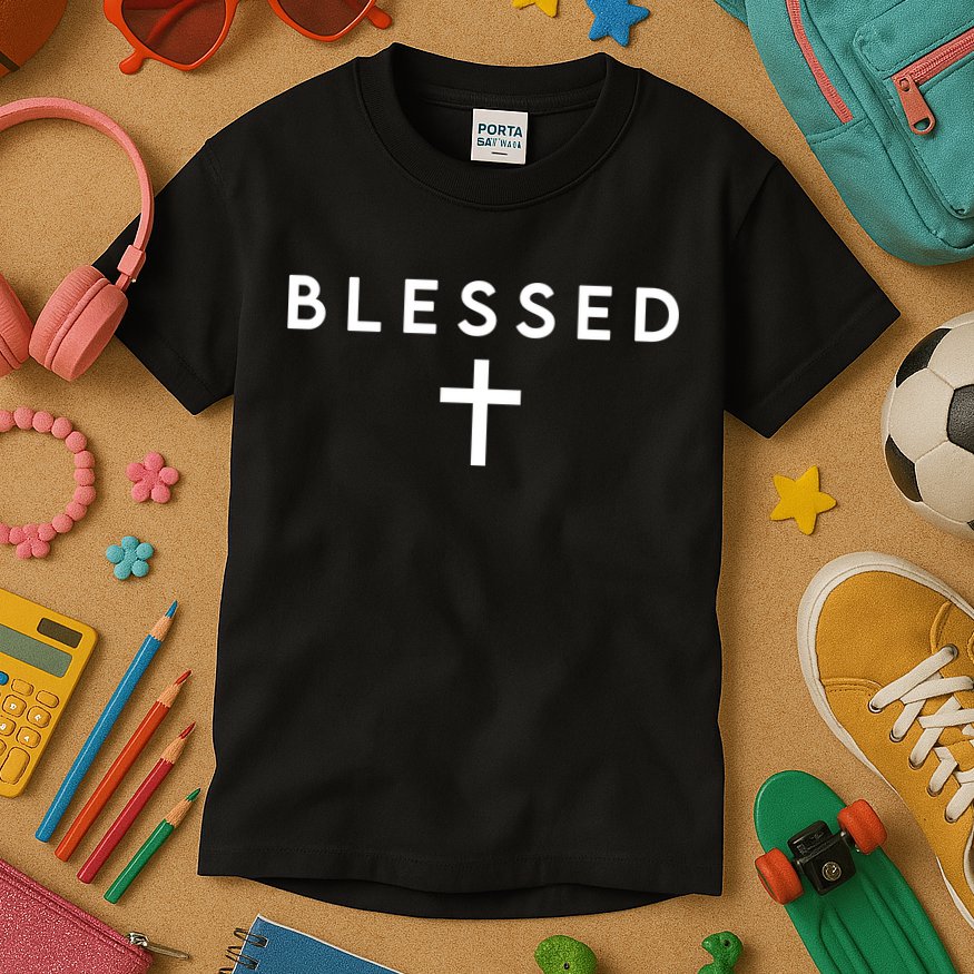 Blessed Simple Cross Kids T-Shirt