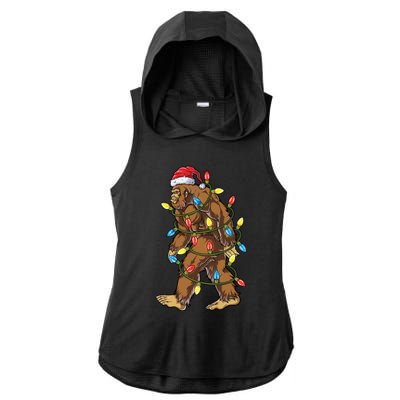 Bigfoot Santa Christmas Tree Lights Xmas Boys Sasquatch Meaningful Gift Ladies PosiCharge Tri-Blend Wicking Draft Hoodie Tank