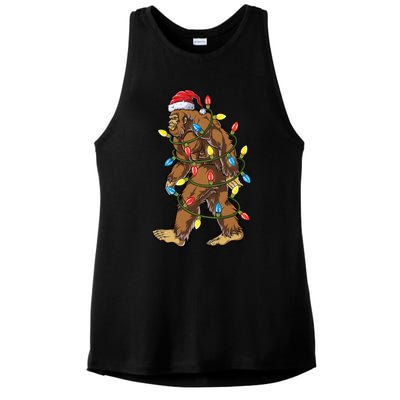 Bigfoot Santa Christmas Tree Lights Xmas Boys Sasquatch Meaningful Gift Ladies PosiCharge Tri-Blend Wicking Tank