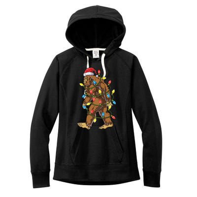 Bigfoot Santa Christmas Tree Lights Xmas Boys Sasquatch Meaningful Gift Women's Fleece Hoodie