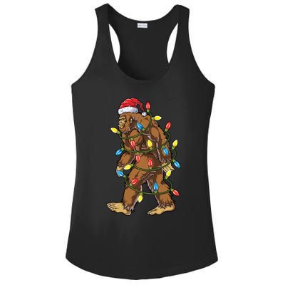 Bigfoot Santa Christmas Tree Lights Xmas Boys Sasquatch Meaningful Gift Ladies PosiCharge Competitor Racerback Tank