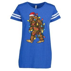 Bigfoot Santa Christmas Tree Lights Xmas Boys Sasquatch Meaningful Gift Enza Ladies Jersey Football T-Shirt