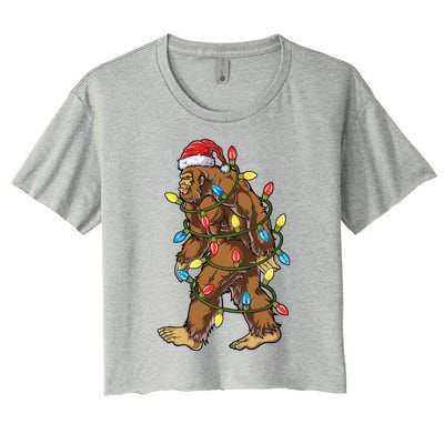 Bigfoot Santa Christmas Tree Lights Xmas Boys Sasquatch Meaningful Gift Women's Crop Top Tee