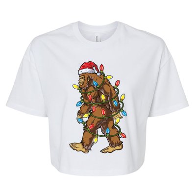 Bigfoot Santa Christmas Tree Lights Xmas Boys Sasquatch Meaningful Gift Bella+Canvas Jersey Crop Tee