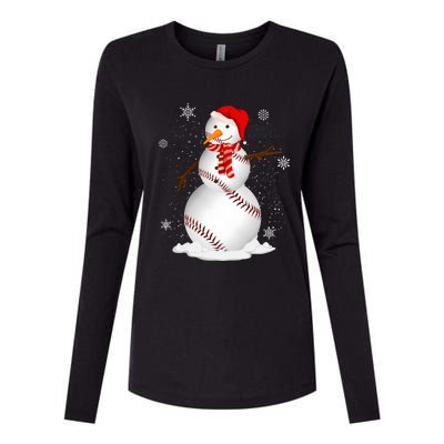 Baseball Snow Christmas Santa Hat Xmas Baseball Gift Womens Cotton Relaxed Long Sleeve T-Shirt