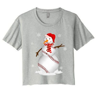 Baseball Snow Christmas Santa Hat Xmas Baseball Gift Women's Crop Top Tee