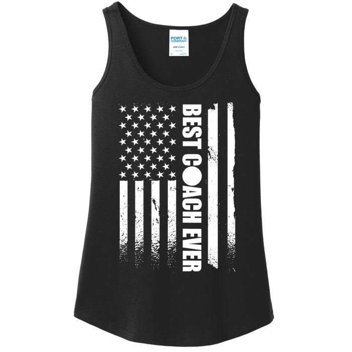 Best Soccer Coach Ever American Flag Ladies Essential Tank