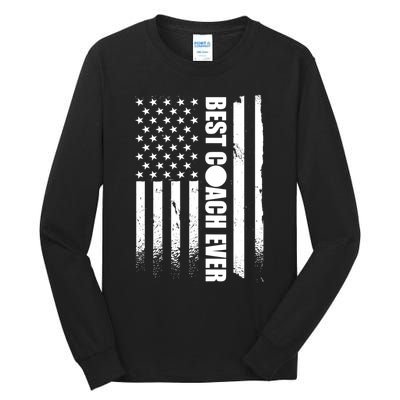 Best Soccer Coach Ever American Flag Tall Long Sleeve T-Shirt