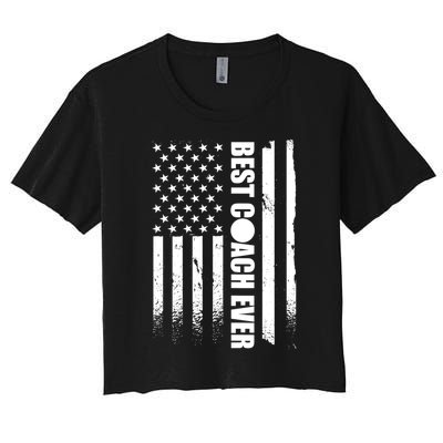 Best Soccer Coach Ever American Flag Women's Crop Top Tee