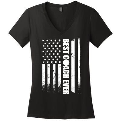 Best Soccer Coach Ever American Flag Women's V-Neck T-Shirt