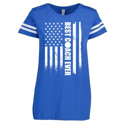 Best Soccer Coach Ever American Flag Enza Ladies Jersey Football T-Shirt