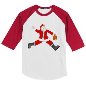 Baseball Santa Christmas No Hitter Pitcher Pitching Santa Gift Kids Colorblock Raglan Jersey