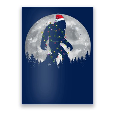 Bigfoot Santa Christmas Tree Lights Funny Xmas Sasquatch Poster