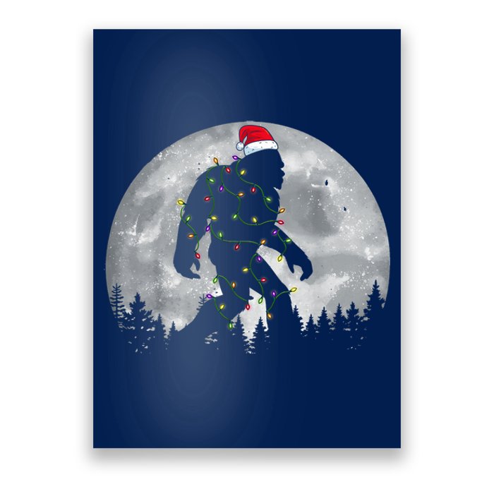 Bigfoot Santa Christmas Tree Lights Funny Xmas Sasquatch Poster