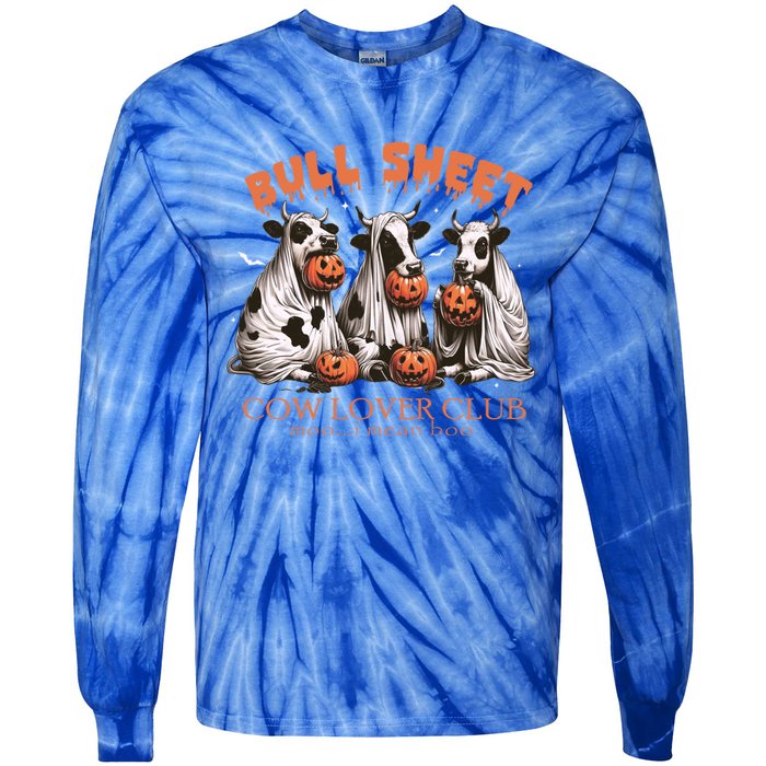 Bull Sheet Cow Lover Club Moo I Mean Boo Funny Halloween Funny Gift Tie-Dye Long Sleeve Shirt