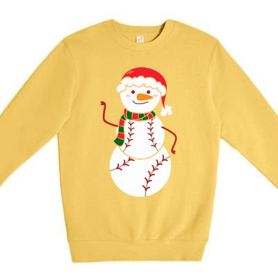 Baseball Snow Christmas Baseball Player Xmas Party Gift Premium Crewneck Sweatshirt