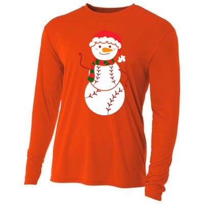 Baseball Snow Christmas Baseball Player Xmas Party Gift Cooling Performance Long Sleeve Crew