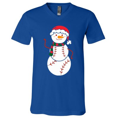 Baseball Snow Christmas Baseball Player Xmas Party Gift V-Neck T-Shirt