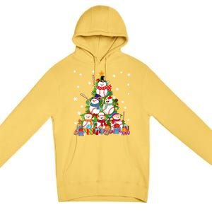 Baseball Snow Christmas Tree Pitchers Catchers Gift Premium Pullover Hoodie