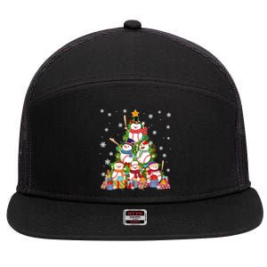 Baseball Snow Christmas Tree Pitchers Catchers Gift 7 Panel Mesh Trucker Snapback Hat