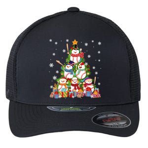 Baseball Snow Christmas Tree Pitchers Catchers Gift Flexfit Unipanel Trucker Cap