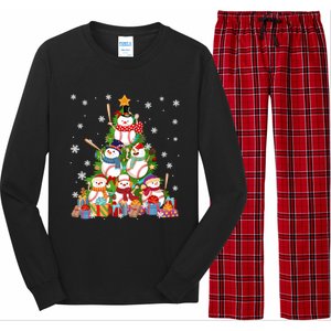 Baseball Snow Christmas Tree Pitchers Catchers Gift Long Sleeve Pajama Set